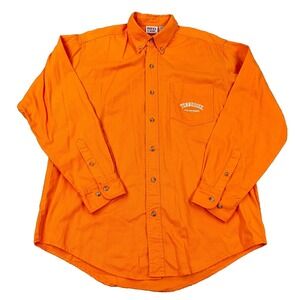 Vintage Tennessee Volunteers Shirt Men Large Orange Button Up‎ Twill Denim Vols